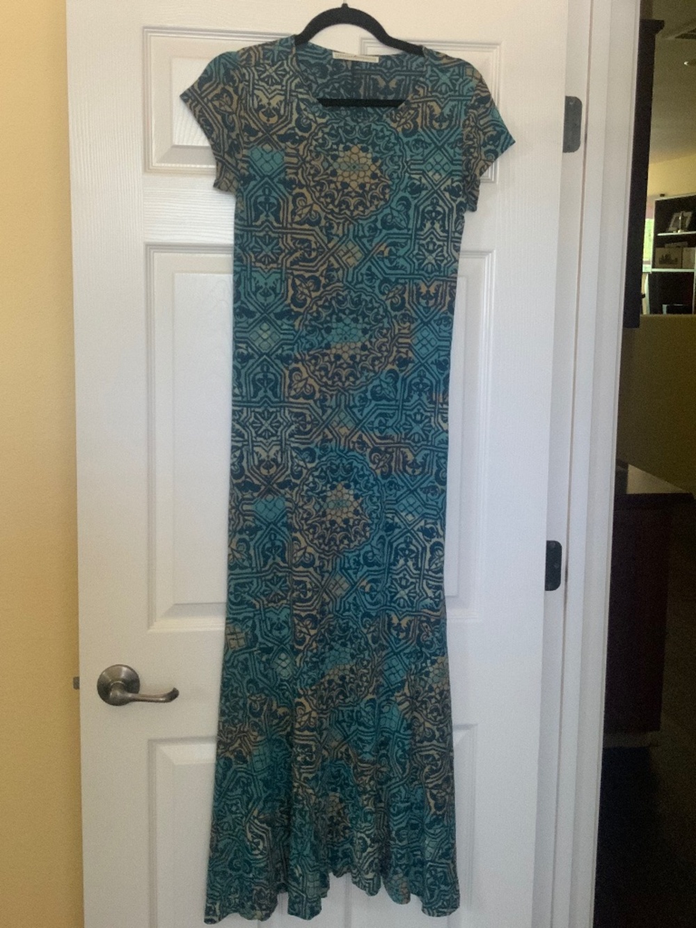 Peruvian Connection Pima Cotton Maxi Dress in Abstract Tile Print